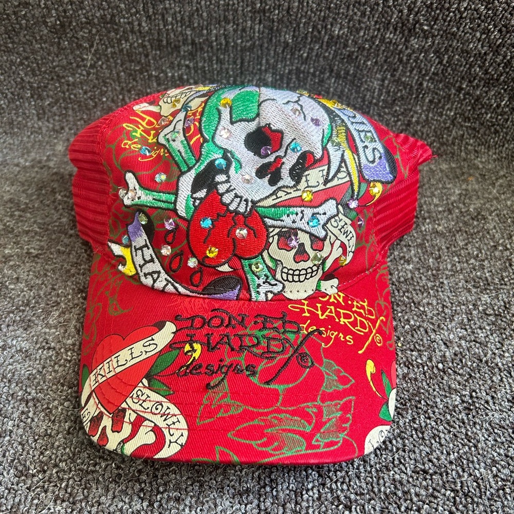 Ed Hardy Red Skull Graphic Hat